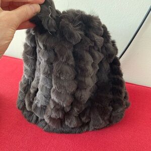 Soft and silky dark brown rabbit  Fur  Hat
